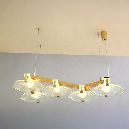 PP-638 Patinas lighting Hexxa подвесной светильник из 5 шестиугольных стеклянных модулей