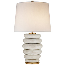 Phoebe Stacked Table Lamp состаренный белый с льняным абажуром
