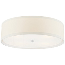 Walker Large Flush Mount патинированное серебряное покрытие с кремовым льняным абажуром