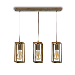3378 Moretti Luce Cubic for Indoor подвесной потолочный светильник с тремя прозрачными плафонами в прямоугольных рамках