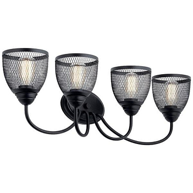 Voclain 32" 4 Light Vanity Light with Mesh Shade Black настенный светильник 55044BK Kichler