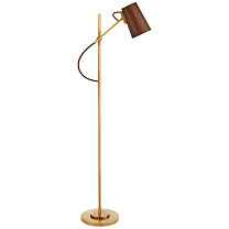 Benton Adjustable Floor Lamp натуральная латунь с абажуром из седельной кожи