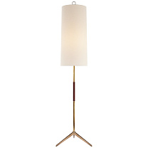Frankfort Floor Lamp полированная старая латунь с акцентами из махагона и льняным абажуром