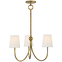 Reed Small Chandelier полированная старая латунь с льняными абажурами