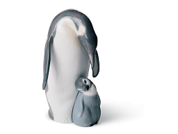 1008414 Lladro Penguin Love фарфоровая фигурка пингвина с детёнышем