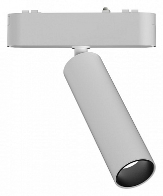 магнитный трековый светильник белого цвета с поворотным цилиндрическим корпусом для направленного света