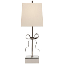 Ellery Gros-Grain Bow Table Lamp полированный никель и зеркало с кремовым льняным абажуром