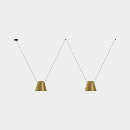 00-7397-05-DL Leds C4 Attic подвесной светильник с двумя коническими плафонами золотого цвета