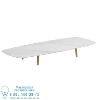 STYLETTO НИЗКИЙ СТОЛ ДЛЯ ГОСТИНОЙ 300X120CM НОГИ ТИКА КЕРАМИЧЕСКАЯ СТОЛШНЯ BIANCO STATUARIO Royal Botania
