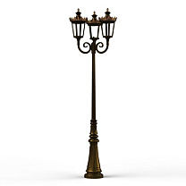 Louvre N° 10; one-piece clear glass Built-in LED 2700°K warm white 3x13W; Gold patina