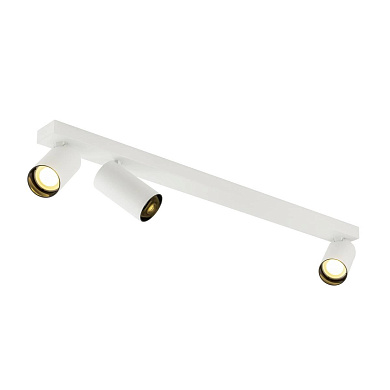 трехламповый потолочный спот бело-черного цвета с вытянутым основанием