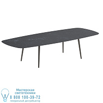 НИЗКИЙ ОБЕДЕННЫЙ СТОЛ STYLETTO 300X120CM АЛЮМИНИЕВЫЕ НОЖКИ БРОНЗОВАЯ КЕРАМИЧЕСКАЯ СТОЛЕШНЯ NERO MARQUINA Royal Botania
