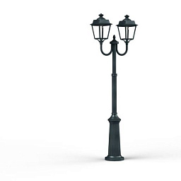 150033008 Roger Pradier Place Des Vosges Evolution двухрожковый уличный фонарь на столбе с куполообразными плафонами зелёного оттенка