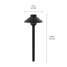 15821BKT30 Kichler 12 volt led светильник-столбик черный с купольным плафоном