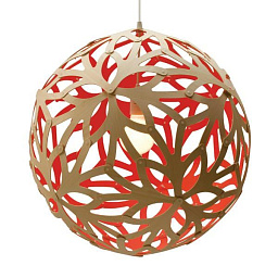 387 Floral David Trubridge Сферический подвесной светильник из фанеры красного цвета Ø100