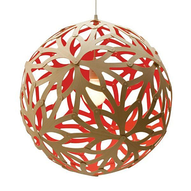 387 Floral David Trubridge Сферический подвесной светильник из фанеры красного цвета Ø100