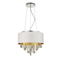 SL1350.503.04 ST-Luce Lakkia подвесной светильник с тканевым абажуром и каскадом хрустальных подвесок