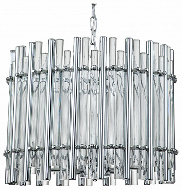 подвесной светильник с цилиндрическими хромированными трубками в современном стиле