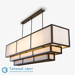 CL130 Bella Figura Parchment прямоугольная подвесная люстра с текстильными абажурами и металлической рамой