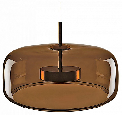 подвесной светильник с плоским абажуром из янтарного стекла