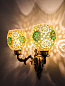 Priyanka Green Shimmer Ornate Double Wall Sconce бра FOS Lighting Priyanka-Lotaleaf-WL2