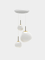 Подвесная система Tom Dixon Melt Opal Trio-Round - Опаловый полированный Поликарбонат с Золотой фурнитура