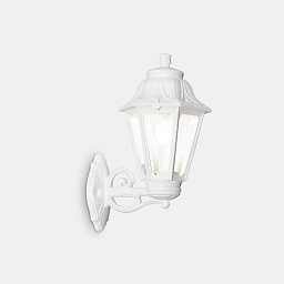 120423 Ideal lux Dafne уличный настенный светильник с прозрачным плафоном и фигурным корпусом из белого металла