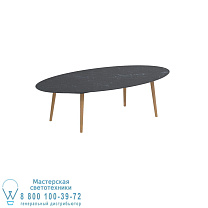 НИЗКИЙ ОБЕДЕННЫЙ СТОЛ STYLETTO 250X130CM НА НОЖКАХ ТИКА КЕРАМИЧЕСКАЯ СТОЛЕШНИЦА NERO MARQUINA Royal Botania