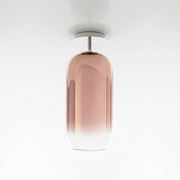 1413040A Artemide Gople потолочный светильник с вытянутым плафоном из стекла розового оттенка