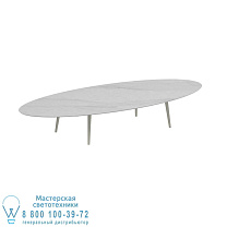 ВЫСОКИЙ СТОЛ STYLETTO ДЛЯ ГОСТИНОЙ 320X140CM, АЛЮМИНИЕВЫЕ НОЖКИ, ГРИБНАЯ КЕРАМИЧЕСКАЯ СТОЛ, BIANCO STATUARIO Royal Botania