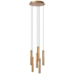 24403/42/04 Lucide GRIFFITH подвесной светильник с несколькими вытянутыми цилиндрическими подвесами в деревянном оформлении