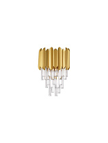 Gold Aluminium & K5 Crystal LED E14 2x5 Watt 100-240Volt IP20 Bulb Excluded L:22.5 W:14.5 H:34 cm Crystals 10 cm: 10 pcs 12 cm: 11 pcs