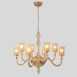 SILVESTRO SP8 AMBER Crystal Lux SILVESTRO многоуровневая люстра с восемью плафонами из стекла тёплого оттенка