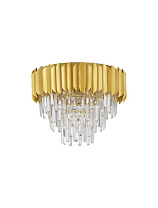 Gold Aluminum & K5 Crystal LED E14 6x5 Watt 100-240 Volt IP20 Bulb Excluded D: 50 H: 39.5 cm Crystals 12 cm: 51 pcs 15 cm: 51 pcs