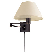 Classic Swing Arm Wall Lamp бронза с льняным абажуром