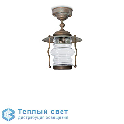 уличный потолочный светильник с металлическим корпусом и стеклянным плафоном