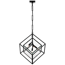 KW5024AI-CG Visual Comfort Cubed подвесной светильник в форме открытого металлического куба с прозрачным стеклом