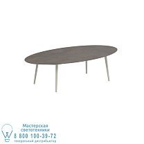 НИЗКИЙ ОБЕДЕННЫЙ СТОЛ STYLETTO 250X130CM АЛЮМИНИЕВЫЕ НОЖКИ ГРИБ КЕРАМИЧЕСКАЯ СТОЛЕШНИЦА TERRA MARRONE Royal Botania