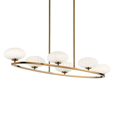 Pim 39" 6 Light Oval Chandelier with Satin Etched Cased Opal Glass Fox Gold люстра 52224FXG Kichler