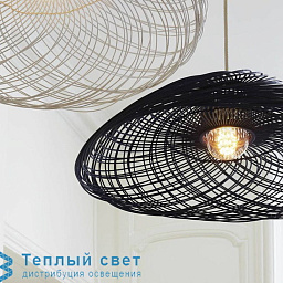 20445_EF12170MBL Forestier Satelise m подвесной светильник с крупным плетёным абажуром из ротанга