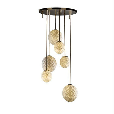 Miami round 6 light chandelier - gold & white люстра, Villari
