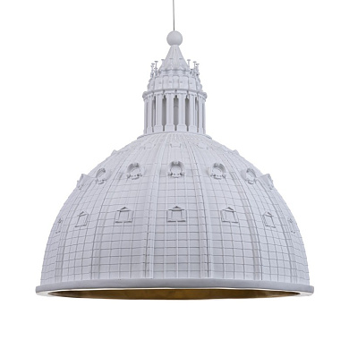 потолочный светильник в виде белого купола с рельефными деталями