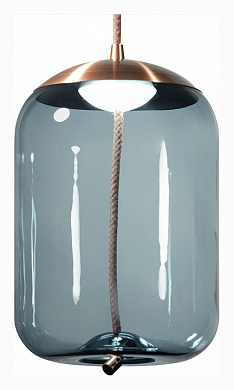 подвесной светильник цилиндрической формы из голубого стекла