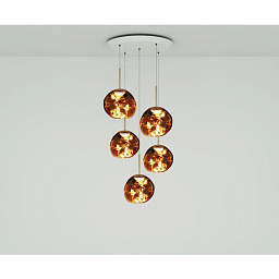 MLPS05G-PEUM4 Tom Dixon Melt подвесной светильник с золотистыми плафонами шарообразной формы на круглом основании