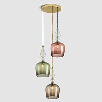 Spindle Shade - Warm, 3 Drop Cluster полированная латунь