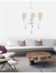 5157201 Nova Luce Elegant трехламповая потолочная люстра с текстильными абажурами цвета слоновой кости