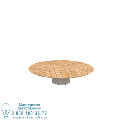 Стол Conix 160 см, круглый низкий стол из бетона и тикового дерева Royal Botania