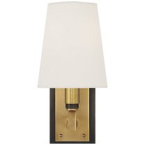 Watson Small Sconce бронза и полированная старая латунь с льняным абажуром