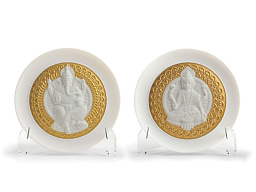 1009155 Lladro The Spirit Of India набор фарфоровых декоративных тарелок с золотым орнаментом