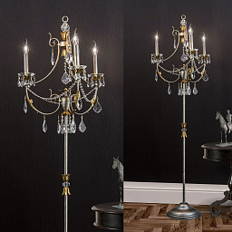 Stl 12-1150/3 silber-gold Orion Miramare трёхламповая люстра с декоративными элементами и свечевидными плафонами в серебристо-золотой отделке